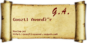 Gosztl Avenár névjegykártya